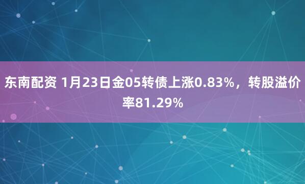 东南配资 1月23日金05转债上涨0.83%，转股溢价率81.29%